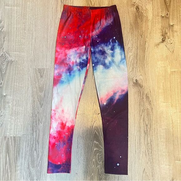 NEW Thinkgeek Pink & Purple Galaxy Printed Leggings One Size - Picture 3 of 7